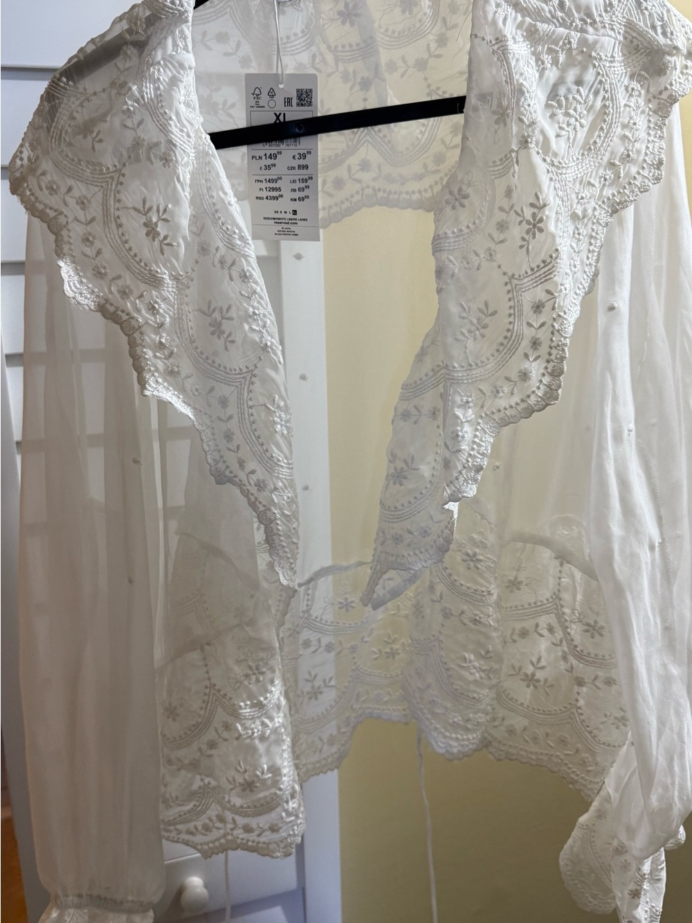 Reserved White Embroidered Sheer Blouse